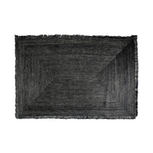 Alfombra Kisai de estilo colonial fabricado en yute en color negra con acabado teñido.