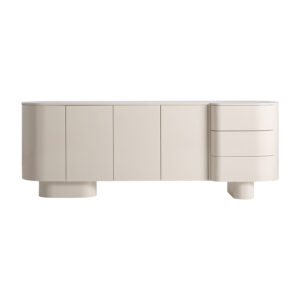 Aparador Haton de estilo contemporáneo fabricado en madera dm en color blanco roto. Producto desmontable.