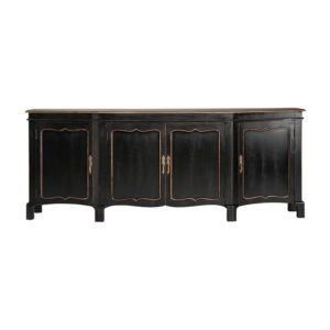 Aparador Jussac de estilo clásico fabricado en madera de mango en color negro combinado con madera dm en color marrón.