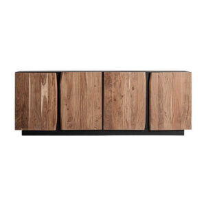 Aparador kerken de estilo art deco fabricado en madera de acacia en color negro combinado con hierro en color marrón.