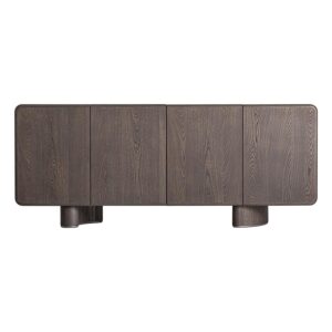 Aparador Pravia de estilo contemporáneo fabricado en madera dm en color marrón combinado con madera contrachapada en color marrón. Producto desmontable.