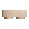 Aparador Prayssac de estilo art deco fabricado en chapa de roble en color crema combinado con madera contrachapada y madera dm.