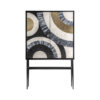 Armario daru de estilo contemporáneo fabricado en madera dm en color negro combinado con latón en color blanco y hierro. Producto desmontable.