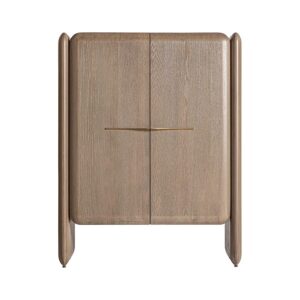 Armario Ussel de estilo art deco fabricado en chapa de roble en color marrón combinado con madera dm y acero inoxidable en color oro. Producto desmontable.