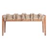 Banco Corao de estilo boho fabricado en madera de mango en color marrón claro combinado con algodón en color tonos en marrón y yute en color beige.