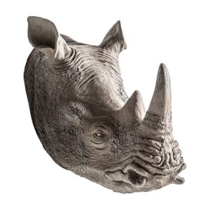 Busto Rinoceronte de estilo nórdico fabricado en resina en color gris con acabado envejecido.