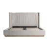 Cama aunac de estilo art deco fabricado en poliéster en color gris combinado con madera de pino en color marrón claro y espuma. Producto desmontable.