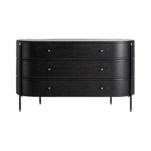Cómoda bilzen de estilo contemporáneo fabricado en madera dm en color negro combinado con cerámica en color negro con acabado estampado y hierro en color negro.