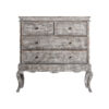 Cómoda formelle de estilo provenzal fabricado en madera de abeto en color gris con acabado envejecido.