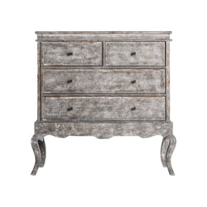 Cómoda formelle de estilo provenzal fabricado en madera de abeto en color gris con acabado envejecido.