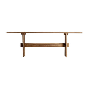 Consola cotard de estilo nórdico fabricado en madera recuperada en color marrón con acabado natural. Producto desmontable.
