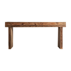 Consola nysted de estilo colonial fabricado en madera de teka reciclada en color marrón. Producto desmontable.