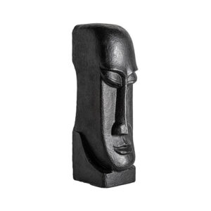 Escultura de estilo contemporáneo fabricado en cemento en color negro.