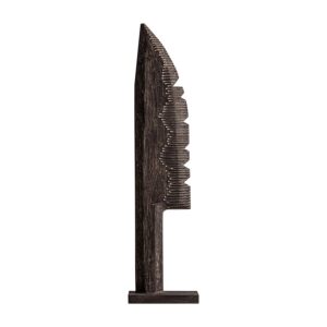 Escultura Waat de estilo étnico fabricado en madera suar en color marrón.