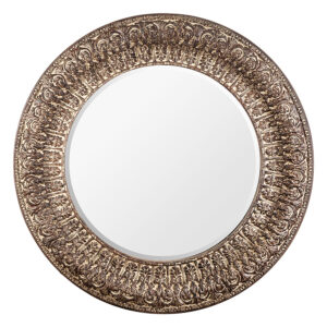 Espejo Cher de estilo provenzal fabricado en resina en color oro con acabado envejecido combinado con espejo.