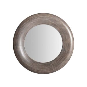 Espejo Kalhey de estilo contemporáneo fabricado en resina en color marrón con acabado patina combinado con espejo.