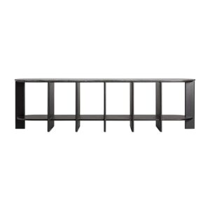Estanteria nara de estilo contemporáneo fabricado en madera de mango en color negro combinado con mármol en color negro.