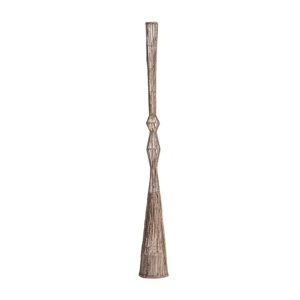 Figura decorativa de estilo contemporáneo fabricado en banano en color marrón combinado con hierro y cemento.