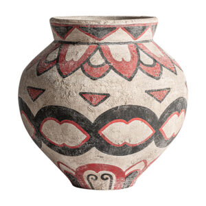 Jarrón deosio de estilo étnico fabricado en terracota en color multicolor.