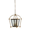 Lámpara de colgar de estilo art deco fabricado en hierro en color negro combinado con cristal en color oro. Producto desmontable.