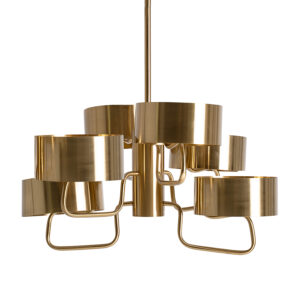 Lámpara de colgar Bruna de estilo art deco fabricado en acero en color oro.