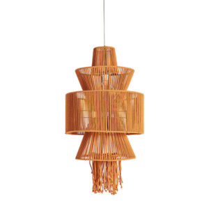 Lámpara de colgar Coral de estilo boho fabricado en algodón en color naranja.