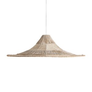 Lámpara de colgar Khasli de estilo boho fabricado en yute en color beige en color blanco roto.