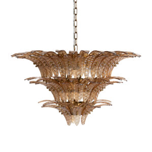 Lámpara de colgar Olgiasca de estilo vintage fabricado en cristal en color marrón combinado con hierro en color cobre. Producto desmontable.