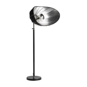 Lámpara de pie Alia de estilo art deco fabricado en hierro en color negro en color plata. Producto elevable.