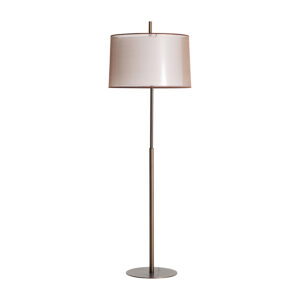 Lámpara de pie Amelie de estilo art deco fabricado en acero en color negro combinado con poliéster en color bronce. Producto desmontable.