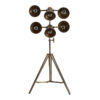Lámpara de pie Ottawa de estilo vintage fabricado en hierro en color oro con acabado viejo. Producto elevable plegable.