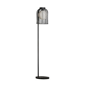 Lámpara de pie plissé metal de estilo art deco fabricado en cemento en color negra combinado con hierro.