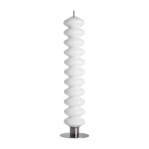 Lámpara de pie Tiare de estilo contemporáneo fabricado en cristal en color blanco combinado con hierro en color plata. Producto desmontable.