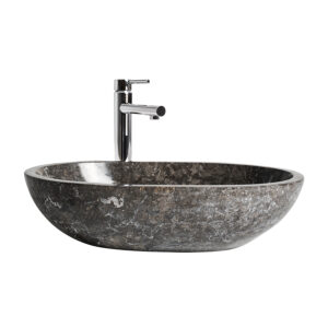 Lavabo Cares de estilo contemporáneo fabricado en mármol en color gris.