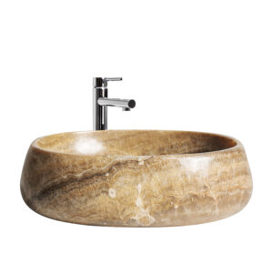 Lavabo Magland de estilo nórdico fabricado en onix en color marfil.