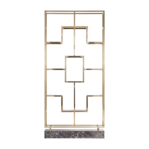 Librería Breisach de estilo art deco fabricado en acero en color oro combinado con vidrio. Producto desmontable.