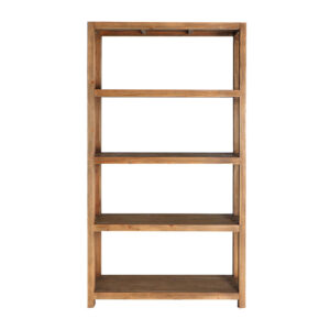 Librería udine de estilo colonial fabricado en madera de olmo reciclado en color marrón.