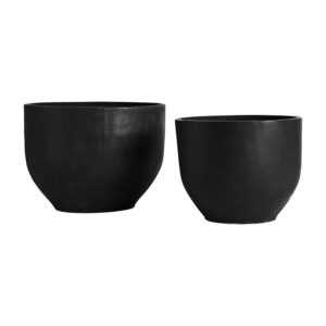 Macetero j 2 Blaghe de estilo contemporáneo fabricado en terracota en color negra.