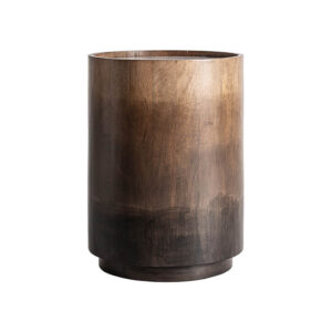 Mesa auxiliar arneke de estilo art deco fabricado en madera de mango en color marrón combinado con mármol en color blanco.