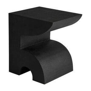 Mesa auxiliar Blaghe de estilo contemporáneo fabricado en cemento en color negra combinado con madera dm.