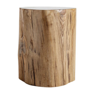 Mesa auxiliar bouira de estilo étnico fabricado en madera suar en color marrón con acabado natural.