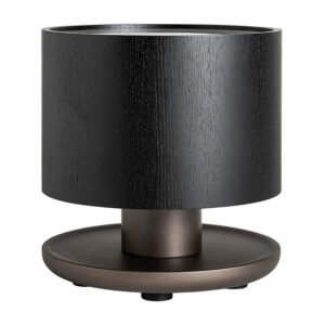 Mesa auxiliar breil de estilo art deco fabricado en madera roble en color negro combinado con cerámica en color blanco.