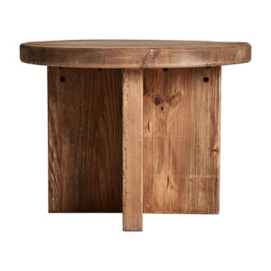 Mesa auxiliar crissey de estilo contemporáneo fabricado en madera de pino reciclado en color marrón. Producto desmontable.