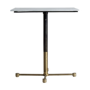 Mesa auxiliar dahn de estilo art deco fabricado en hierro en color negro combinado con mármol en color blanco en color oro. Producto desmontable.