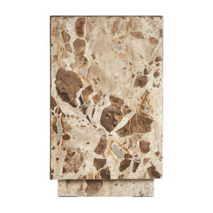 Mesa auxiliar grov de estilo art deco fabricado en mármol en color beige.