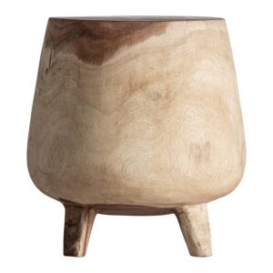 Mesa auxiliar Kalandy de estilo étnico fabricado en madera suar en color marrón.
