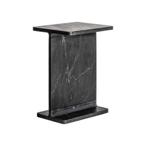 Mesa auxiliar Marquina de estilo art deco fabricado en mármol en color negra con acabado mate.