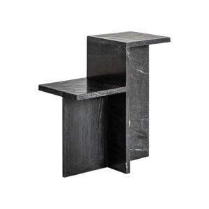 Mesa auxiliar Marquina de estilo art deco fabricado en mármol en color negra con acabado mate.