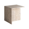 Mesa auxiliar Theuville de estilo art deco fabricado en travertino en color beige con acabado mate.