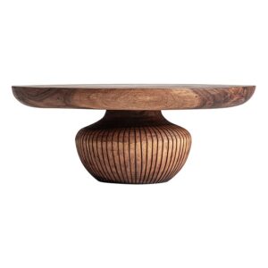 Mesa auxiliar Zobue de estilo contemporáneo fabricado en madera suar en color marrón con acabado satinado. Producto desmontable.